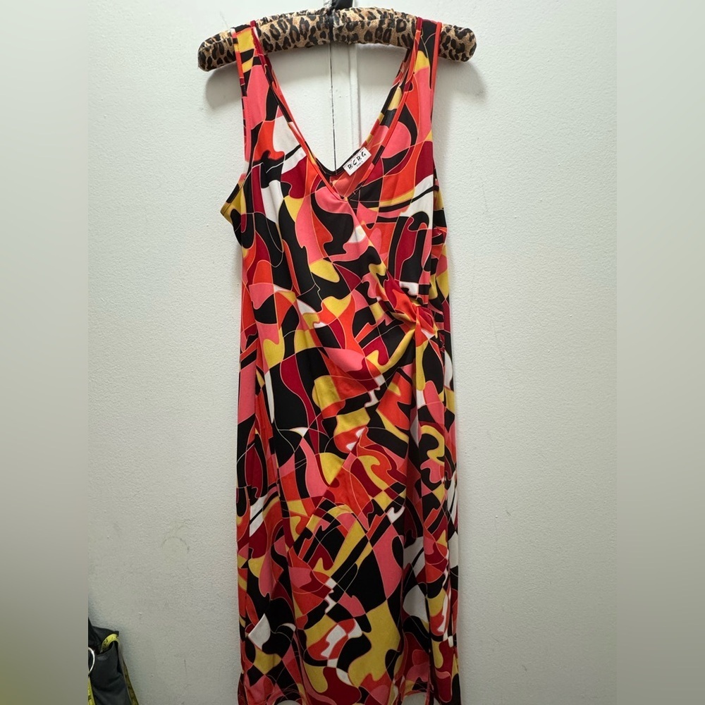 Y2K 90s BCBG Paris Kaleidoscope Side Knot Dress XL